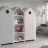Ensemble 2 Armoires Enfant Gris & Rose Et 1 Bibliothèque Blanche Bois Laqué Camila -Lexibook Magasin ensemble 2 armoires enfant gris rose et 1 bibliotheque blanche bois laque casami 5420070233187 382018