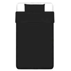 Ensemble De Housse De Couette Coton Anthracite 135x200/60x70 Cm