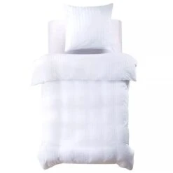 Ensemble Housse De Couette Satin De Coton Blanc 155x220/80x80cm