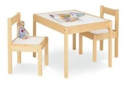 Pinolino Ensemble Table Et Chaises Enfant 3 Pièces Pin Massif Clair Laqué Blanc Olaf