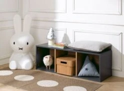 Etagère 3 Cases Anthracite Et Merisier Clair Multicases