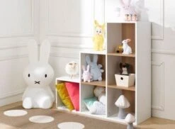 Etagère Escalier 6 Cases Blanc Et Merisier Clair Multicases