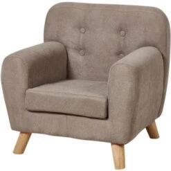 Fauteuil Enfant Tissu Gris Et Pieds Bois Massif Clair Kansa