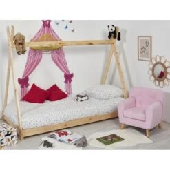 Fauteuil Enfant Tissu Rose Et Pieds Bois Massif Clair Nitty -Lexibook Magasin fauteuil enfant tissu rose et pieds bois massif clair nolby 3248115114350 412737