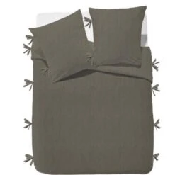 FINLANDEK Parure De Couette Rachelle - 100% Coton Lavé - 220 X 240 Cm - Taupe