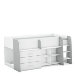 HAPPY Lit Combiné Junior 90x200 Cm - Blanc Mat Et Gris Clair - L 203,4 X H 97,8 X P 120,5 Cm -Lexibook Magasin happy lit combine junior 90x200 cm blanc mat et gris clair l 203 4 x h 97 8 x p 120 5 cm 3397701788779 453365