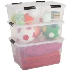 IRIS OHYAMA Lot De 3 Boîtes De Rangement Top Box TB-30 - Plastique - 30 L - 57,5 X 39 X 20,5 Cm - Transparent Et Noir -Lexibook Magasin iris ohyama lot de 3 boites de rangement top box tb 30 plastique 30 l 57 5 x 39 x 20 5 cm transparent et noir 8716382156670 521047