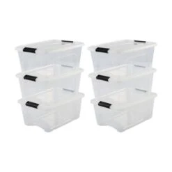 IRIS OHYAMA Lot De 6 Boîtes De Rangement Empilables - Transparent - 30 L - 58 X 39,5 X 20,5 Cm
