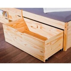 Lit 3 Tiroirs 2 Niches Pin Massif Clair Mura 90x200 Cm -Lexibook Magasin lit 3 tiroirs 2 niches pin massif clair farum 4010340346207 402401