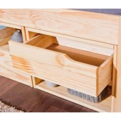 Lit 3 Tiroirs 2 Niches Pin Massif Clair Mura 90x200 Cm -Lexibook Magasin lit 3 tiroirs 2 niches pin massif clair farum 4010340346207 402404