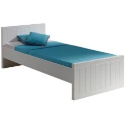 Lit 90x200 Cm Bois Laqué Blanc Robin