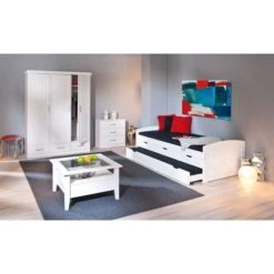 Lit Banquette 4 Tiroirs Pin Massif Blanc Zara 90x190 Cm -Lexibook Magasin lit banquette 4 tiroirs pin massif blanc ulli 4010340292405 402500