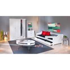 Lit Banquette Avec Tiroir Lit Pin Massif Vernis Blanc Theo 80x190 Cm -Lexibook Magasin lit banquette avec tiroir lit pin massif vernis blanc theo 80x190 cm 4010340292023 402476