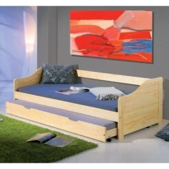 Lit Banquette Avec Tiroir Lit Pin Massif Vernis Naturel Theo 80x190 Cm -Lexibook Magasin lit banquette avec tiroir lit pin massif vernis naturel laura 80x190 cm 4010340352000 402450