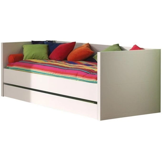 Lit Banquette Gigogne 90x200 Cm Bois Laqué Blanc Lara 4 Lit Banquette Gigogne 90x200 Cm Bois Laqué Blanc Lara – Image 2