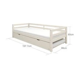 Lit Banquette Gigogne Enfant - 2x90x190cm - Pin Massif Blanchi - Sommier Inclus - SOREN -Lexibook Magasin lit banquette gigogne enfant 2x90x190cm pin massif blanchi sommier inclus soren 5706459149981 1128266