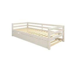 Lit Banquette Gigogne Enfant - 2x90x190cm - Pin Massif Blanchi - Sommier Inclus - SOREN -Lexibook Magasin lit banquette gigogne enfant 2x90x190cm pin massif blanchi sommier inclus soren 5706459149981 1128267