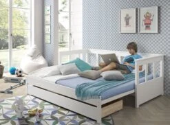 Lit Banquette Gigogne Extensible 90x200 Cm Pin Massif Blanc Pinie -Lexibook Magasin lit banquette gigogne extensible 90x200 cm pin massif blanc pino 5420070221726 694377