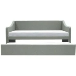 Lit Banquette Gigogne - Tissu Gris - Sommiers Inclus - 90 X 190 Cm - EVEN -Lexibook Magasin lit banquette gigogne tissu gris sommiers inclus 90 x 190 cm even 3612400228501 536022