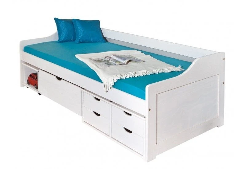 Lit Banquette Pin Massif Blanc Maxim 90x200 Cm 4 Lit Banquette Pin Massif Blanc Maxim 90x200 Cm – Image 2