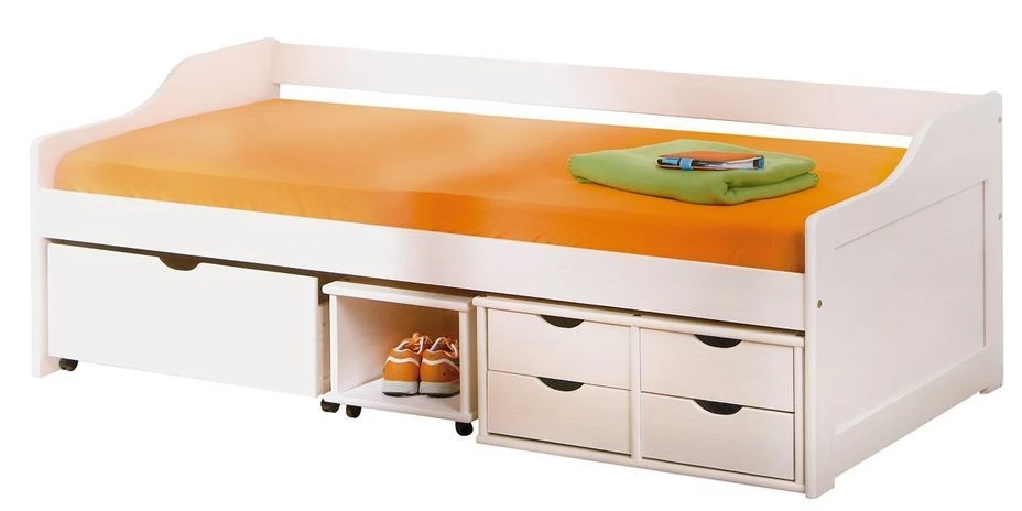 Lit Banquette Pin Massif Blanc Maxim 90x200 Cm 3 Lit Banquette Pin Massif Blanc Maxim 90x200 Cm