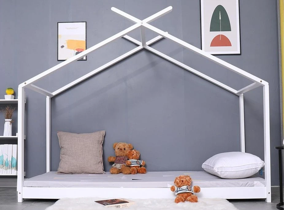 Lit Cabane 90x190 Cm Bois Massif Blanc Toli 4 Lit Cabane 90x190 Cm Bois Massif Blanc Toli – Image 2