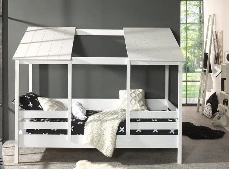 Lit Cabane 90x200 Cm Pin Massif Blanc Remis 4 Lit Cabane 90x200 Cm Pin Massif Blanc Remis – Image 2