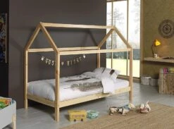 Lit Cabane 90x200 Cm Et Sommier Pin Massif Clair Kali -Lexibook Magasin lit cabane 90x200 cm pin massif clair dallas 5420070231251 594843