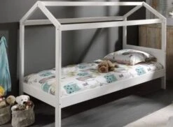 Lit Cabane 90x200 Cm Pin Massif Laqué Blanc Erik -Lexibook Magasin lit cabane 90x200 cm pin massif laque blanc erik 5420070227384 691628