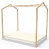 Lit Cabane Bois Massif Clair Et Blanc Casa 140x190 Cm -Lexibook Magasin lit cabane bois massif clair et blanc casa 140x190 cm 327008