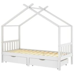 Lit Cabane Enfant Avec Tiroirs Blanc Pin Massif 90x200 Cm 2 -Lexibook Magasin lit cabane enfant avec tiroirs blanc pin massif 90x200 cm 2 3666722309615 997595