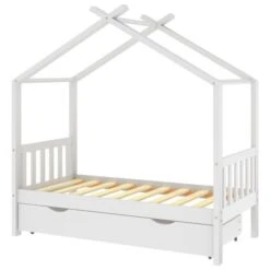 Lit Cabane Enfant Avec Un Tiroir Blanc Pin Massif 80x160 Cm 2 -Lexibook Magasin lit cabane enfant avec un tiroir blanc pin massif 80x160 cm 2 3666722780094 997588