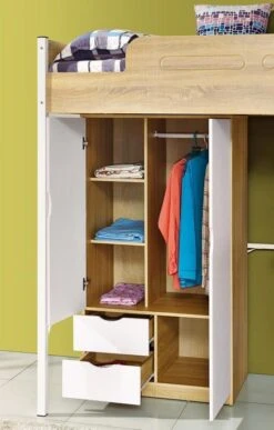 Lit Combiné 90x190 Cm Bois Clair Et Blanc Millane -Lexibook Magasin lit combine 90x190 cm bois clair et blanc emilie 3248113123446 661941