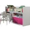 Lit Combiné 90x200 Cm Avec Sommier 1 Bureau 2 Portes Bois Blanc Et Fuchsia Bonny -Lexibook Magasin lit combine 90x200 cm avec sommier 1 bureau 2 portes bois blanc et fuchsia bonny 5420070216258 693065