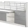 Lit Combiné 90x200 Cm Avec Sommier 1 Bureau 3 Tiroirs Bois Blanc Et Gris Bonny -Lexibook Magasin lit combine 90x200 cm avec sommier 1 bureau 3 tiroirs bois blanc et gris bonny 5420070216364 1512896