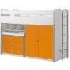 Lit Combiné 90x200 Cm Avec Sommier 3 Tiroirs 2 Portes Bois Blanc Et Orange Bonny -Lexibook Magasin lit combine 90x200 cm avec sommier 3 tiroirs 2 portes bois blanc et orange bonny 5420070229661 692720