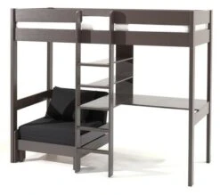 Lit Combiné Avec Fauteuil Pin Massif Taupe Pino 90x200 Cm