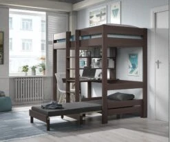 Lit Combiné Avec Fauteuil Pin Massif Taupe Pino 90x200 Cm -Lexibook Magasin lit combine avec fauteuil pin massif taupe pino 90x200 cm 5420070214544 269454