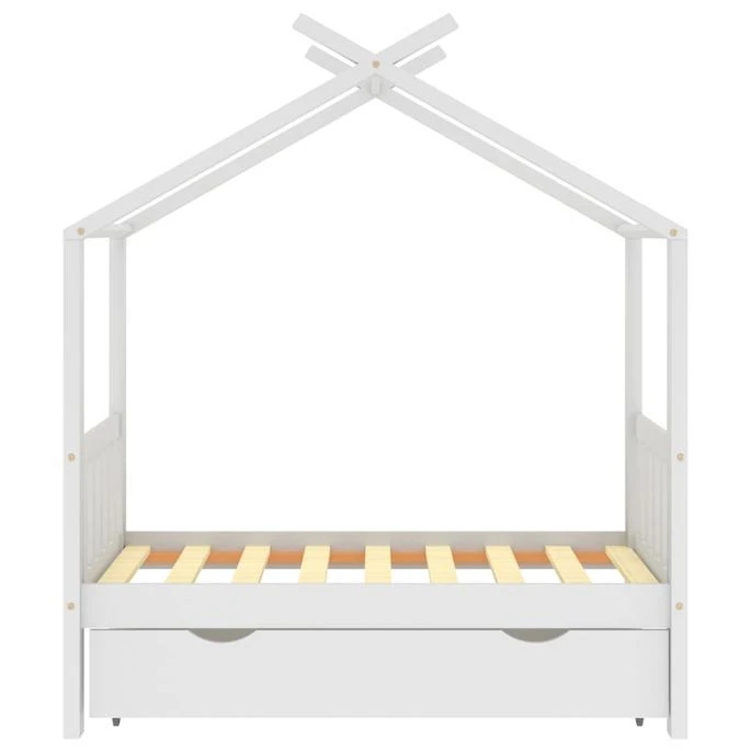 Lit D'enfant Avec Un Tiroir Blanc Pin Massif 70x140 Cm 5 Lit D'enfant Avec Un Tiroir Blanc Pin Massif 70x140 Cm – Image 3