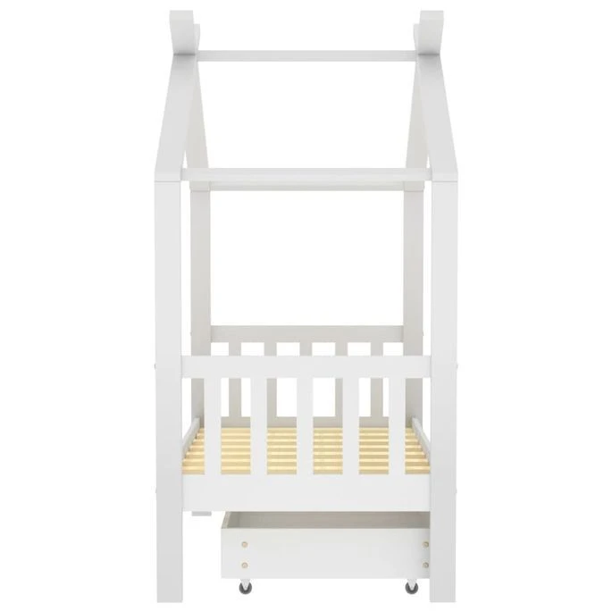 Lit D'enfant Avec Un Tiroir Blanc Pin Massif 70x140 Cm 6 Lit D'enfant Avec Un Tiroir Blanc Pin Massif 70x140 Cm – Image 4