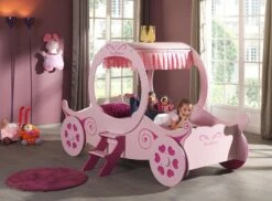 Lit Enfant Carrosse De Princesse 90x200 Cm Bois Rose Cara -Lexibook Magasin lit enfant 90x200 cm carrosse de princesse bois rose car beds 5420070207836 694416