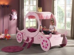Lit Enfant Carrosse De Princesse 90x200 Cm Bois Rose Cara -Lexibook Magasin lit enfant 90x200 cm carrosse de princesse bois rose car beds 5420070207836 694417