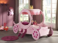 Lit Enfant Carrosse De Princesse 90x200 Cm Bois Rose Cara -Lexibook Magasin lit enfant 90x200 cm carrosse de princesse bois rose car beds 5420070207836 694418