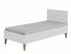 Lit Enfant Blanc Avec Pieds En Bois De Chêne Blanka 80x180 Cm