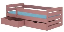 Lit Enfant Bois Pin Rose 90x200 Cm Avec 2 Tiroirs De Rangement Kiko
