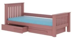 Lit Enfant Bois Pin Rose 90x200 Cm Avec 2 Tiroirs De Rangement Rallye