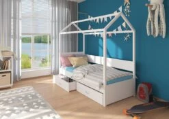 Lit Enfant Cabane Bois Pin Blanc 90x200 Cm Avec 2 Tiroirs De Rangement Forka -Lexibook Magasin lit enfant cabane bois pin blanc 90x200 cm avec 2 tiroirs de rangement forka 3666722956352 1509132