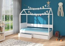 Lit Enfant Cabane Bois Pin Blanc 90x200 Cm Avec 2 Tiroirs De Rangement Forka -Lexibook Magasin lit enfant cabane bois pin blanc 90x200 cm avec 2 tiroirs de rangement forka 3666722956352 1509133
