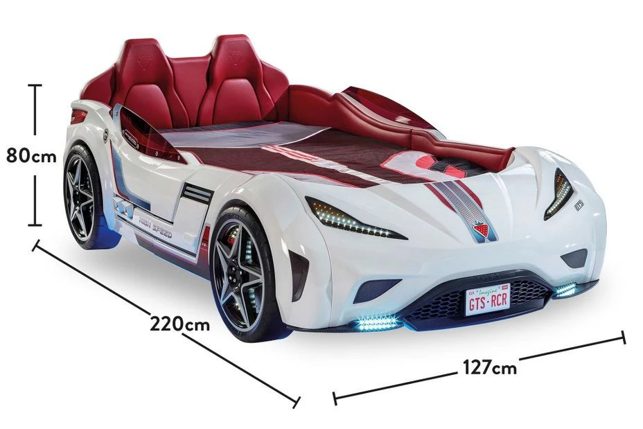 Lit Enfant De Voiture Blanche De Sport GTE 90x190 Cm 5 Lit Enfant De Voiture Blanche De Sport GTE 90x190 Cm – Image 3