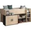 Lit Enfant Mi-hauteur Avec Rangement - Décor Chene Blond Et Noir - Sommier Inclus - 90 X 200 Cm - ARZ -Lexibook Magasin lit enfant mi hauteur avec rangement decor chene blond et noir sommier inclus 90 x 200 cm arz 3483600970763 591984